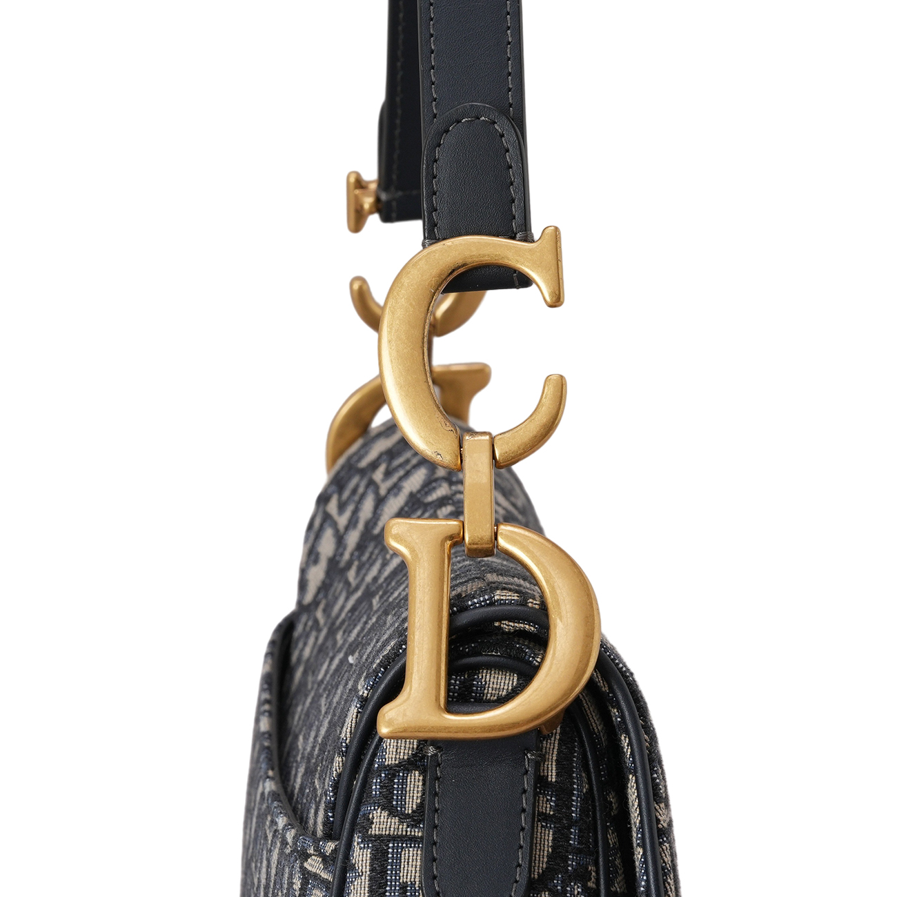 CHRISTIAN DIOR(USED)디올 오블리크 새들백 미듐 & 자수스트랩